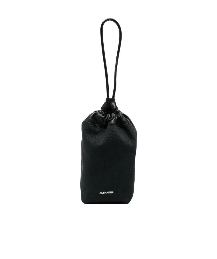 Jil Sander Logo-Printed Drawstring Clutch Bag