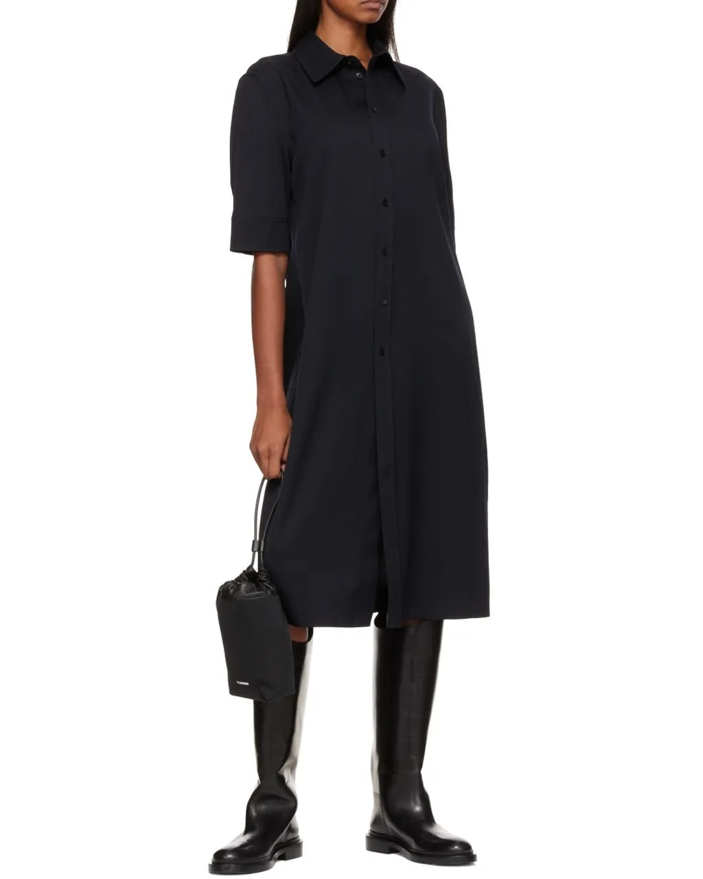Jil Sander Logo-Printed Drawstring Clutch Bag