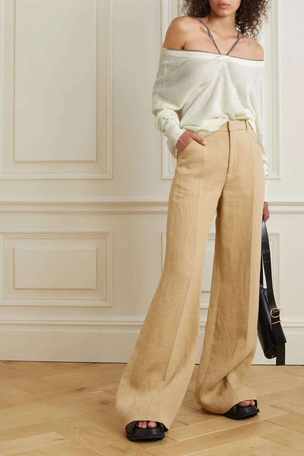 Monili-Detail V-Neck Jumper