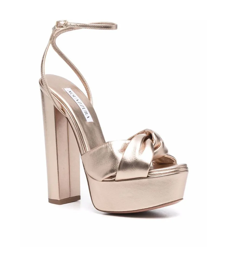 Aquazzura Olie Plateau Metallic Platform Sandals