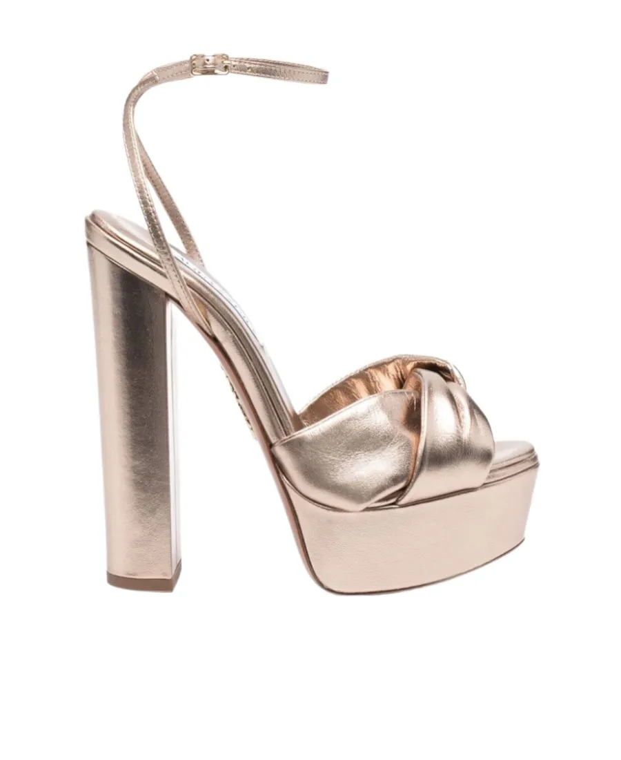 Aquazzura Olie Plateau Metallic Platform Sandals