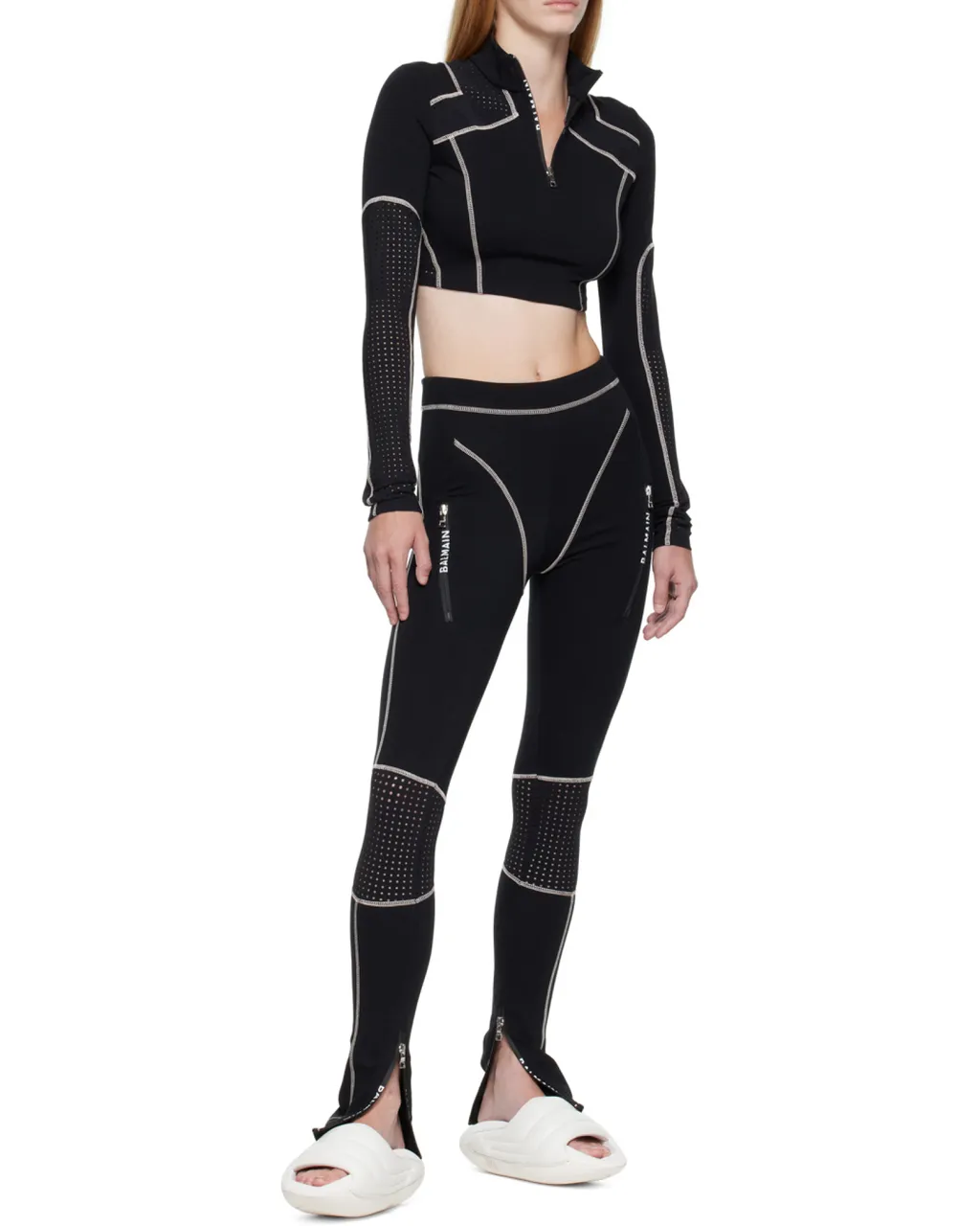 Balmain-Monogrammed Jersey Leggings