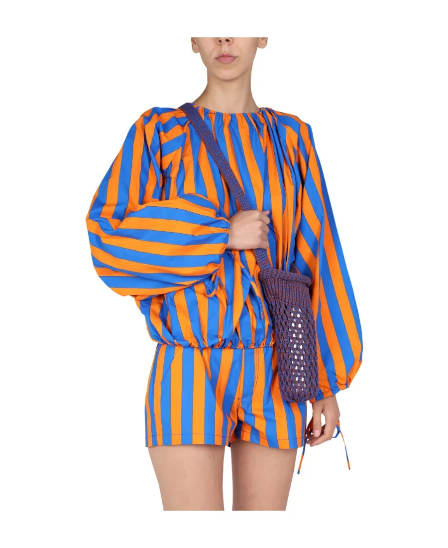 Sunnei Striped Printed Puff-Sleeved Blouse