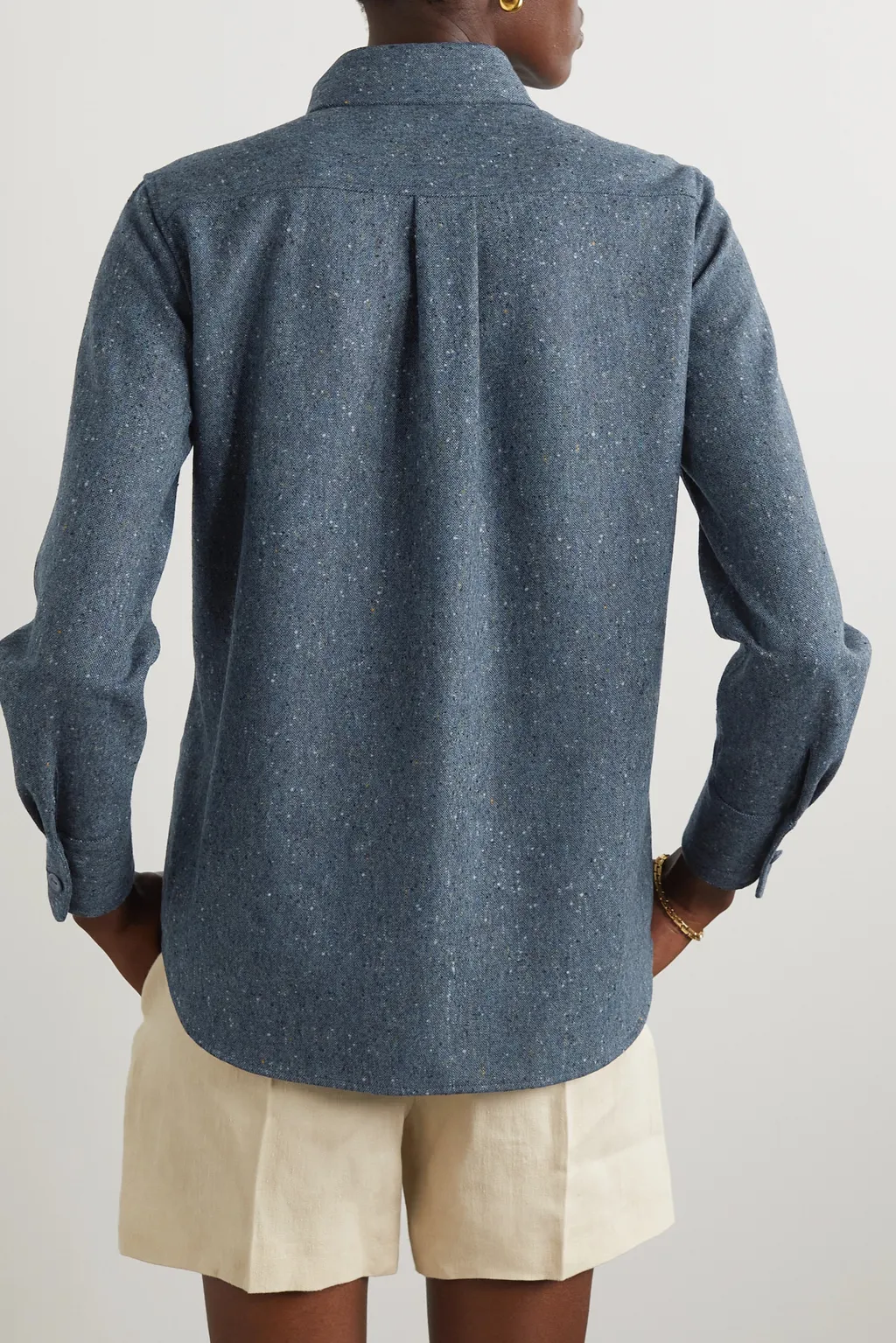 Long-Sleeved Wool Tweed Shirt