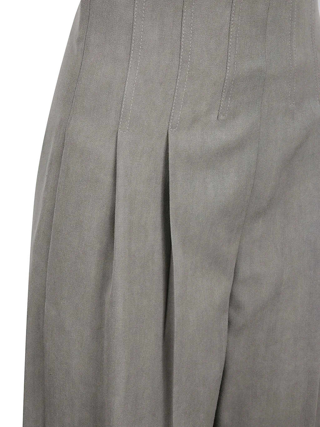 Pleated Wool Wide-Leg Casual Pants
