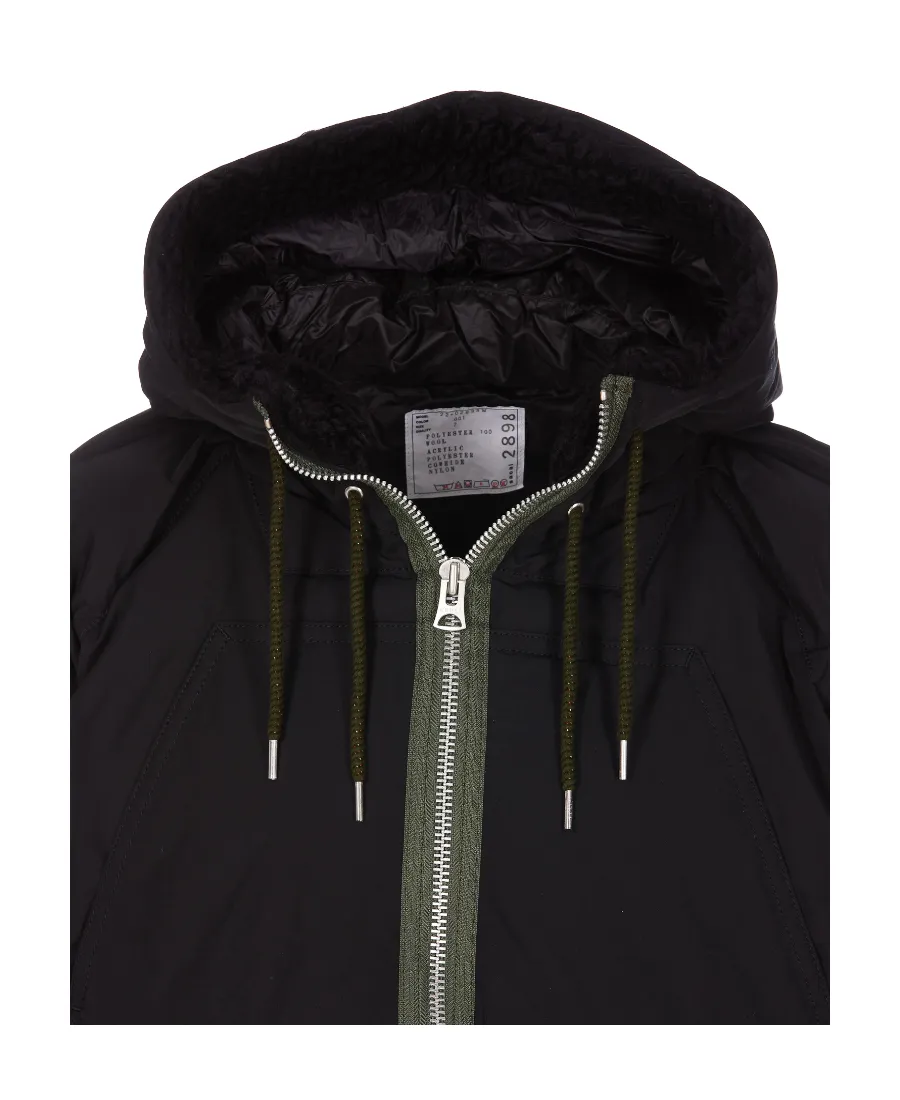 Sacai Zipped Hooded Drawstring Parka