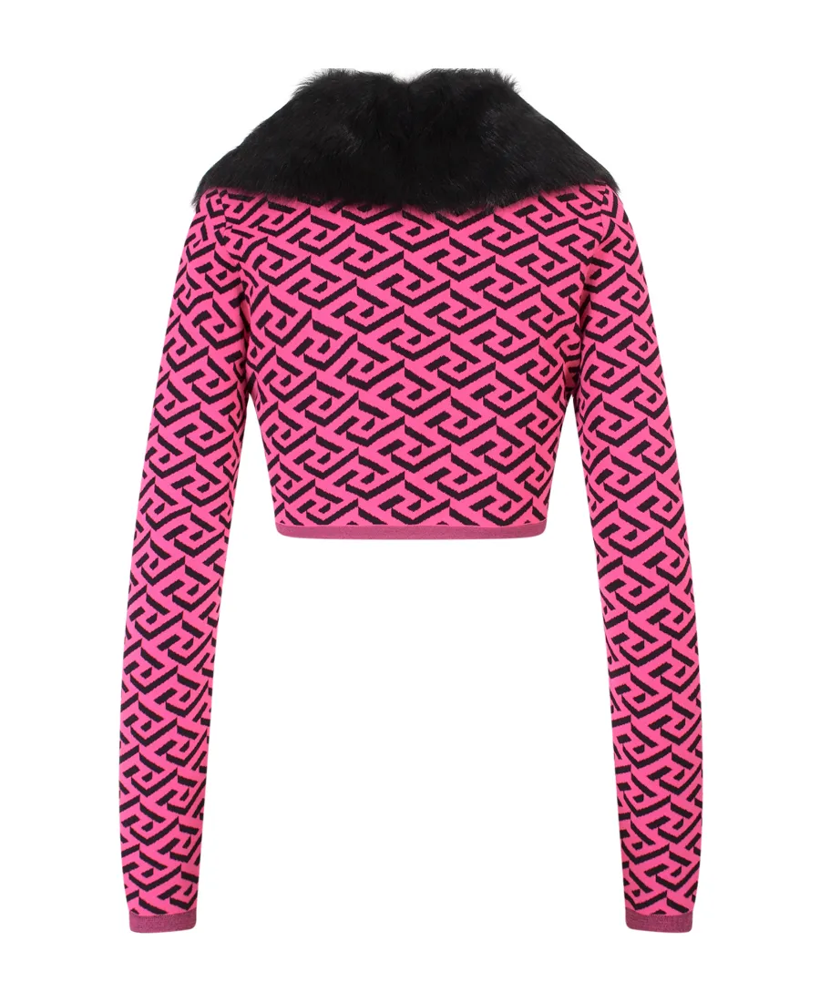 Versace La Greca Printed Cropped Cardigan