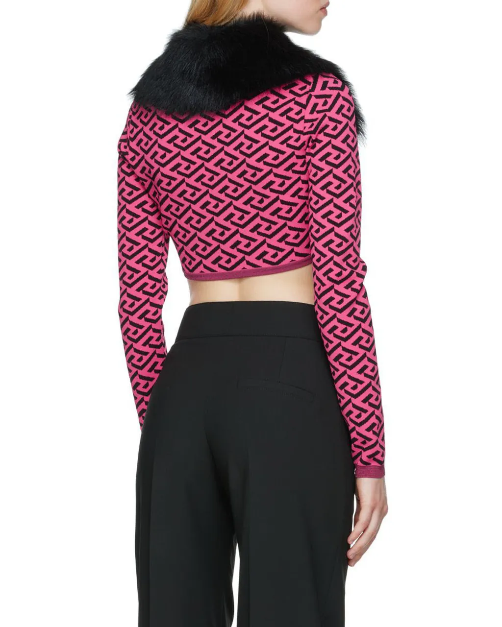 Versace La Greca Printed Cropped Cardigan