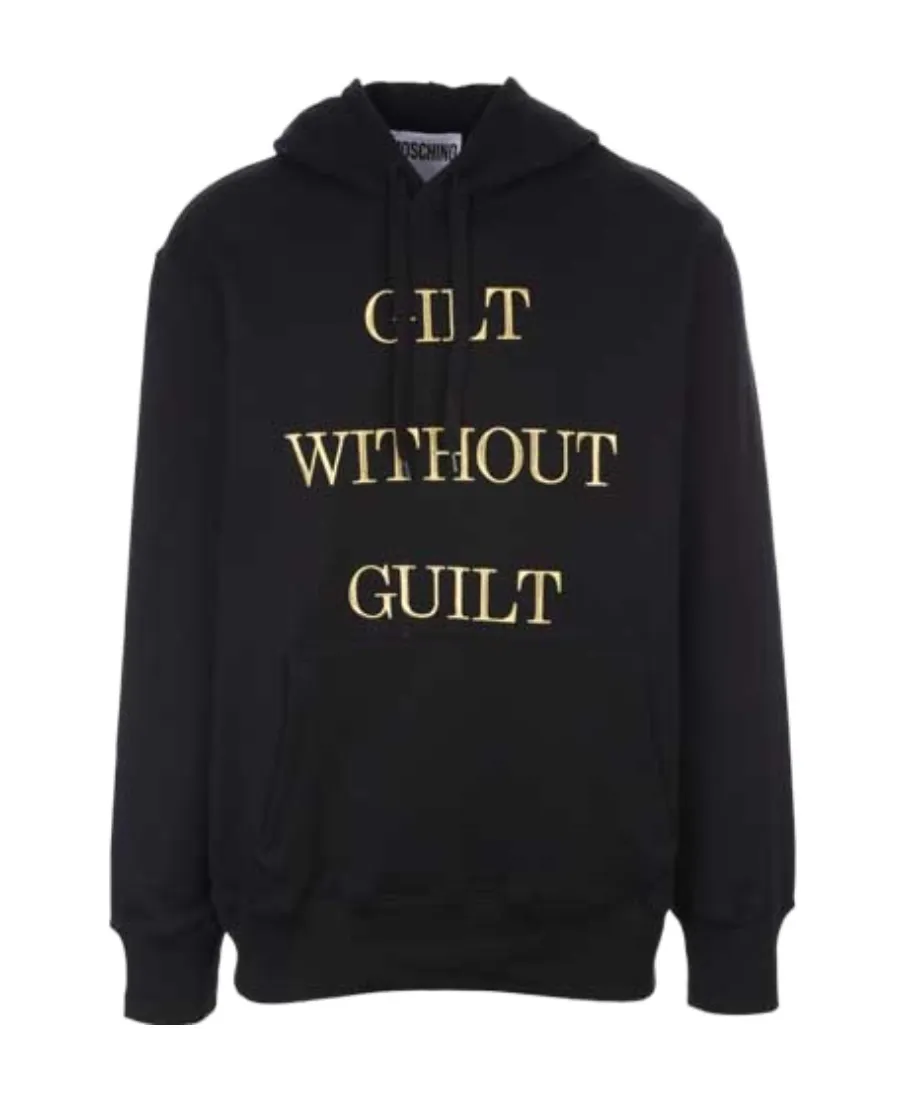 Embroidered-Slogan Long-Sleeve Hoodie