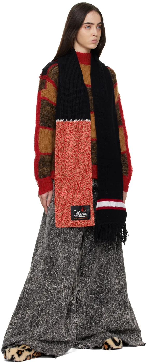Marni College-Style Knitted Scarf