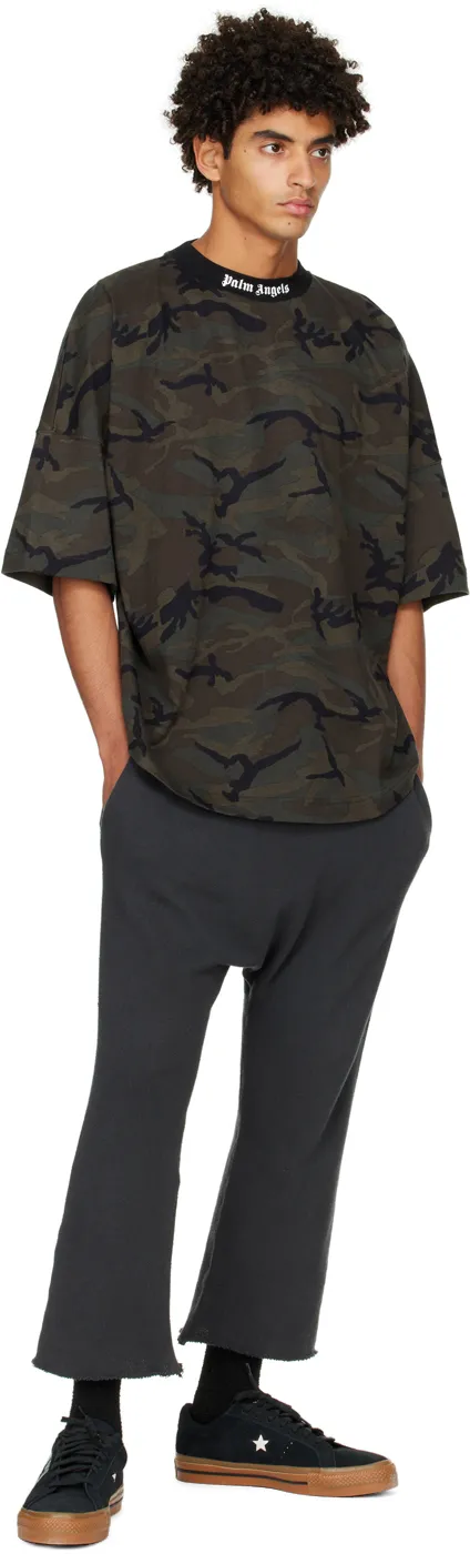 Palm Angels Camouflage Printed Crewneck T-Shirt