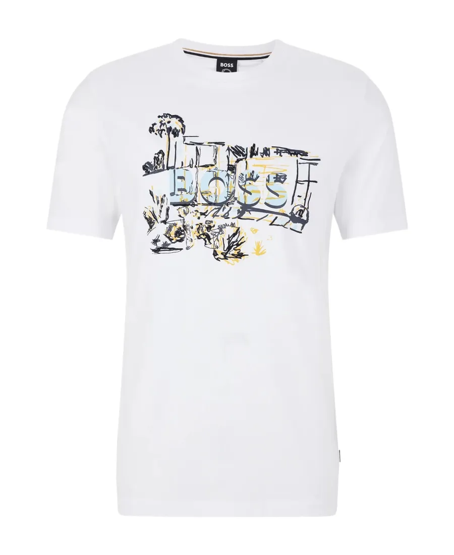 Illustration-Style Logo-Print T-Shirt