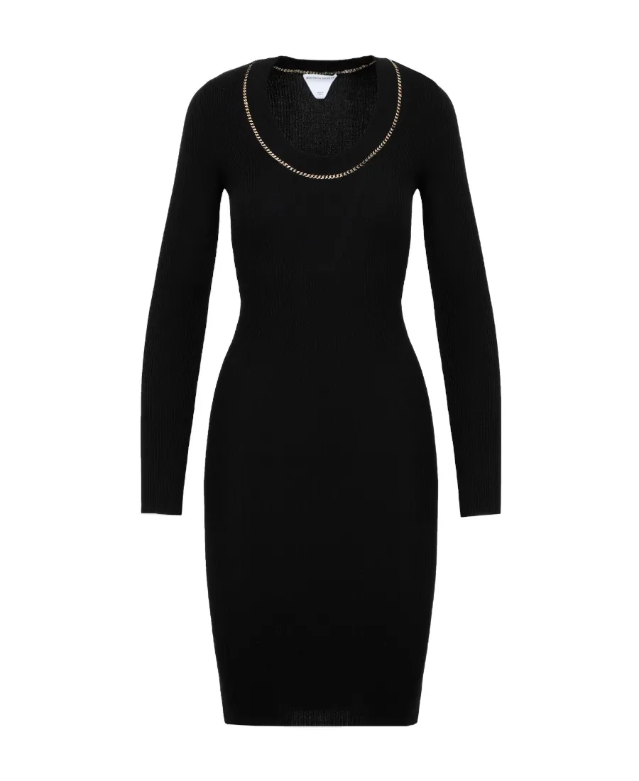 Bottega Veneta Chain Embellished Knitted Dress