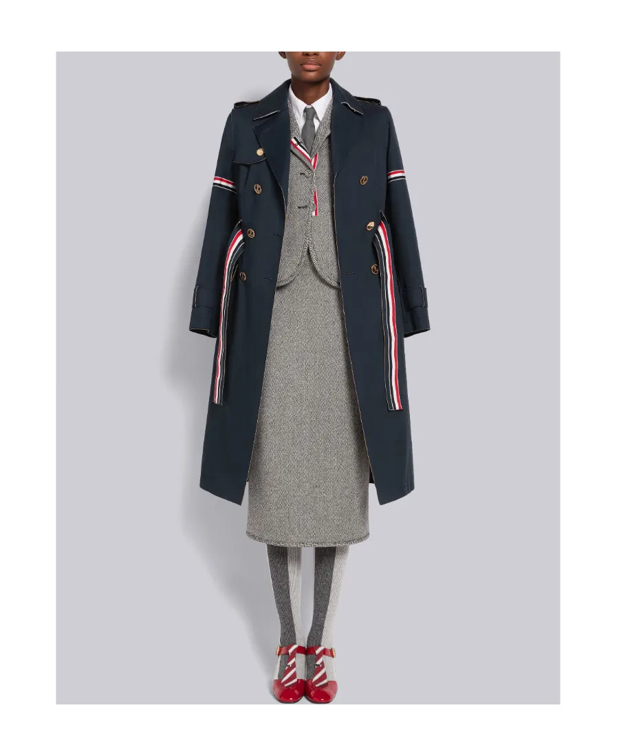 Rwb-Detail Belted Trench Coat