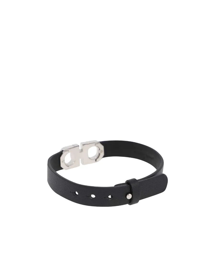 Gancini-Logo Leather Bracelet