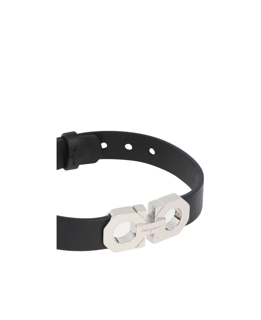 Gancini-Logo Leather Bracelet