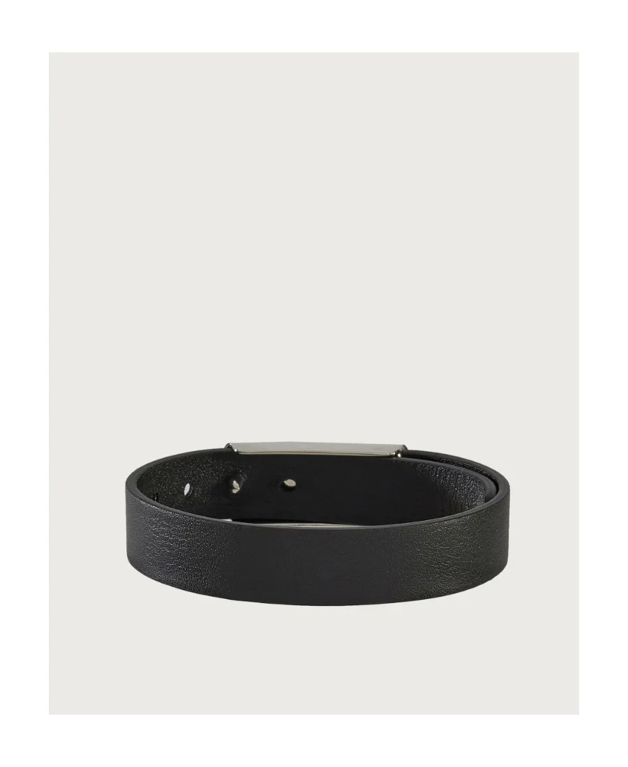 Engraved-Logo Leather Bracelet