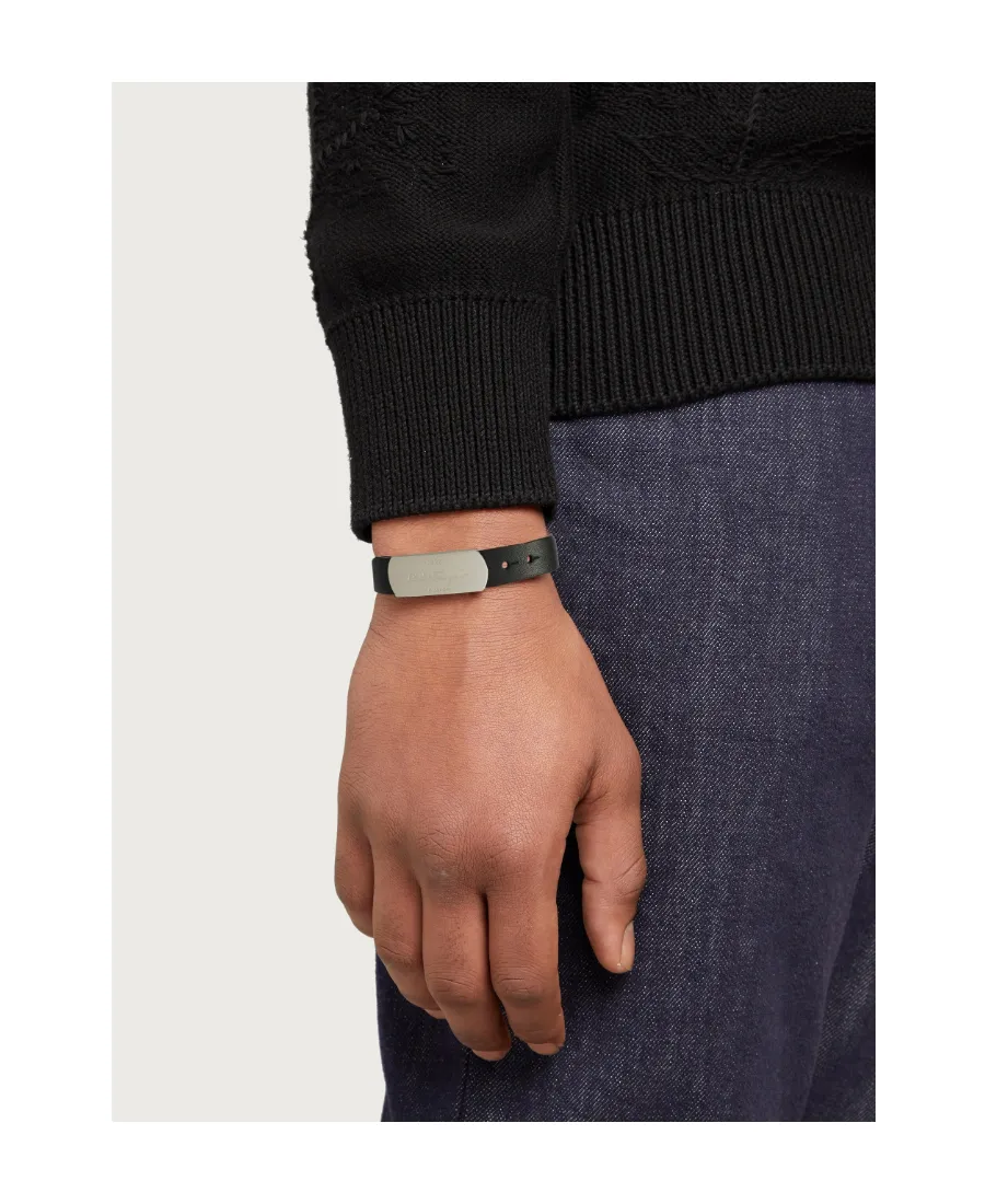 Engraved-Logo Leather Bracelet