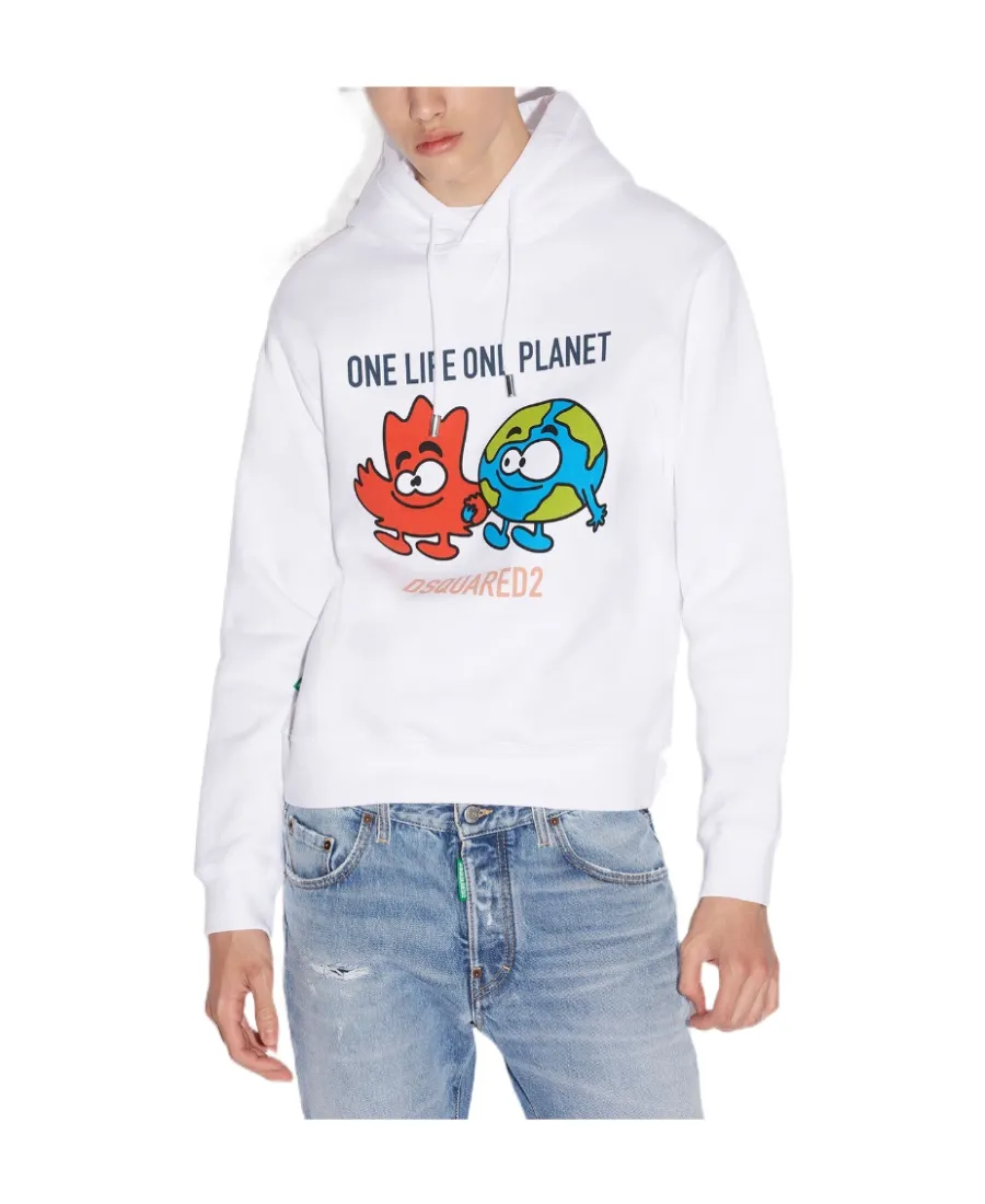 Graphic-Print Drawstring Hoodie