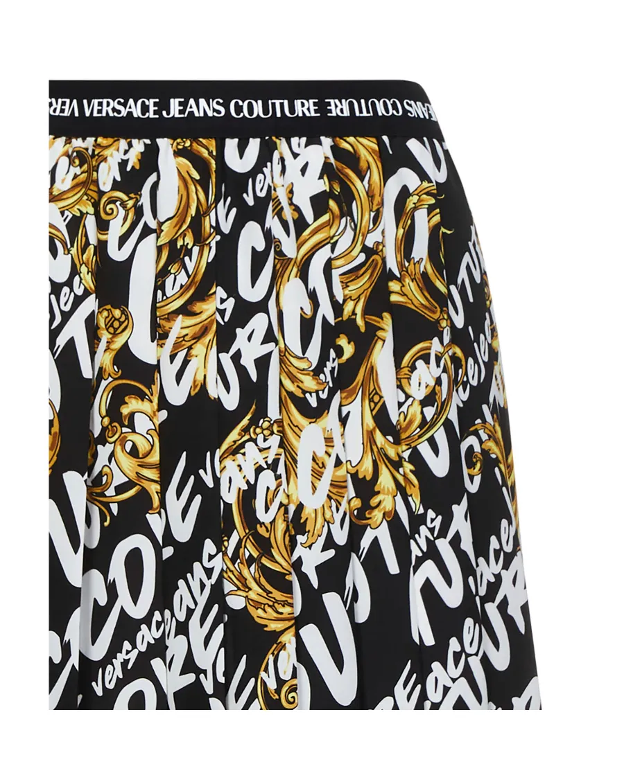 Barocco-Print Pleated Skirt