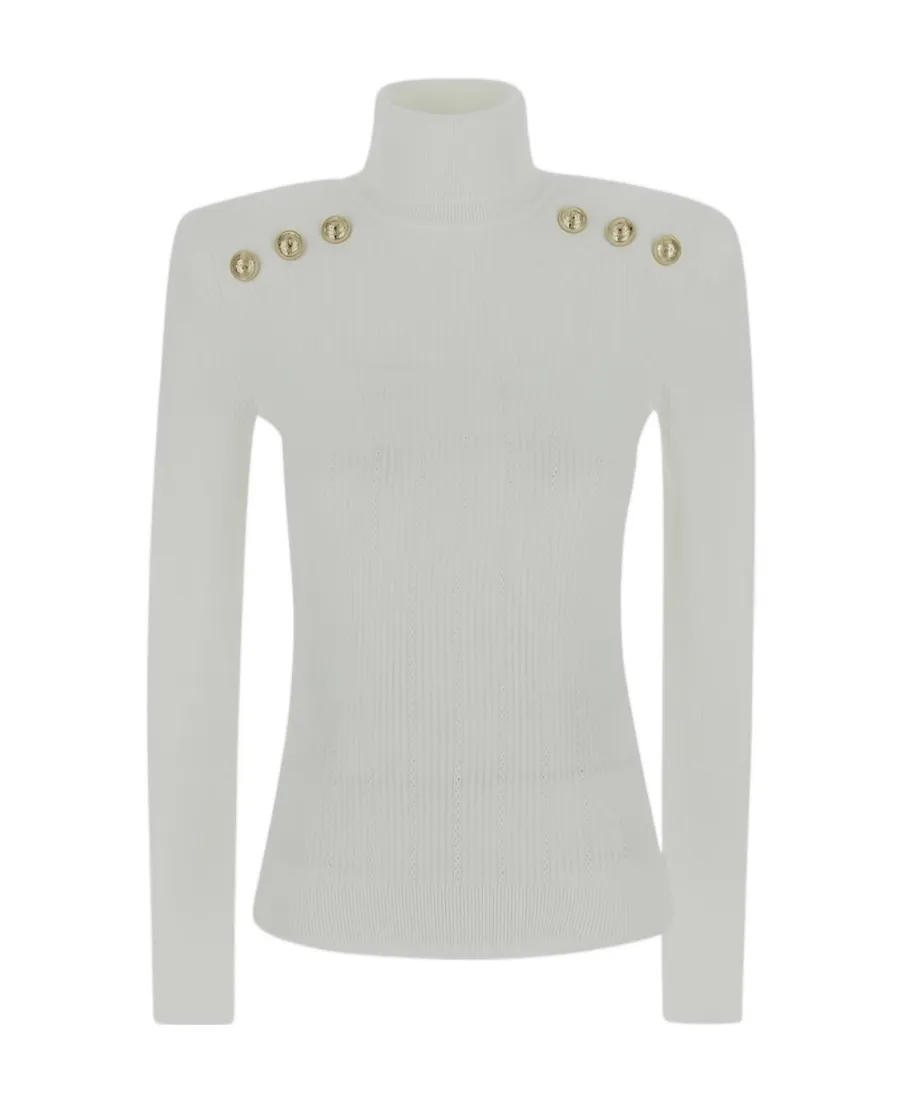 Balmain Button Embellished Turtleneck Jumper
