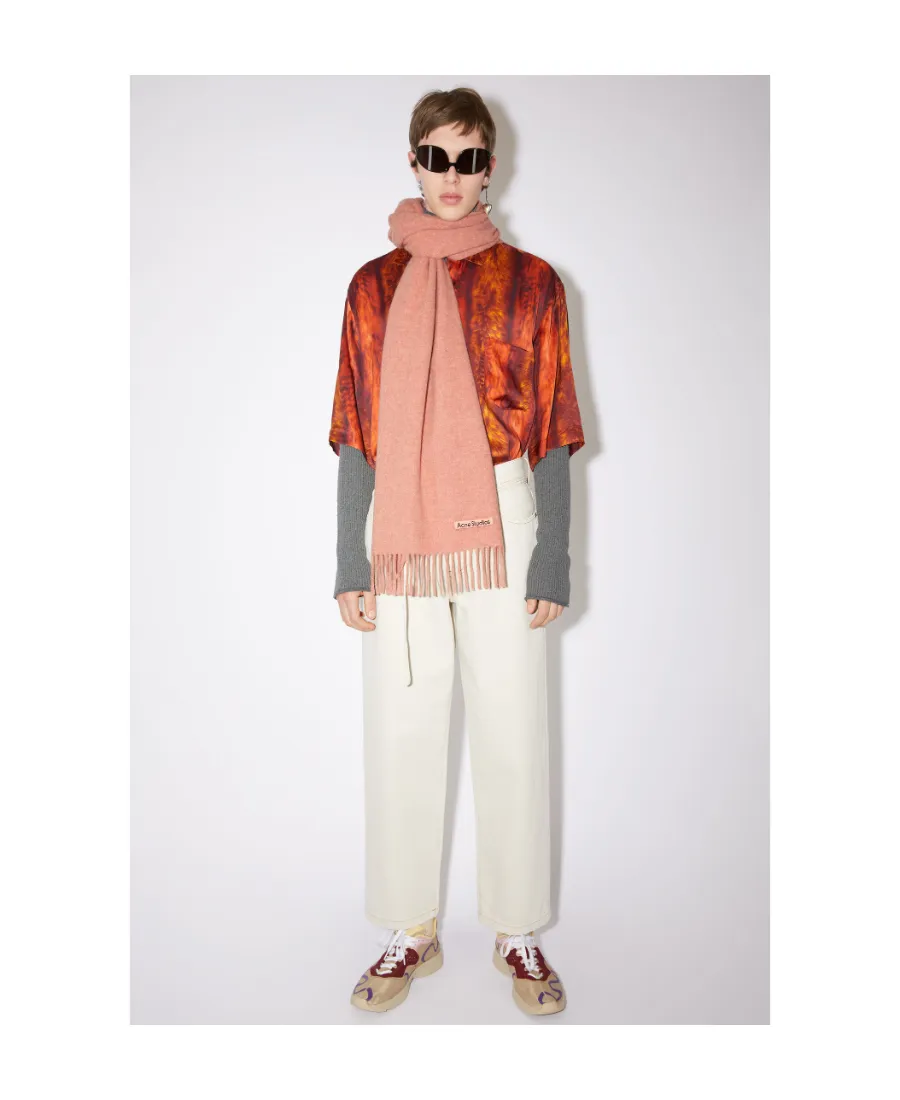 Acne Studios Logo Patch Fringed-Edge Scarf