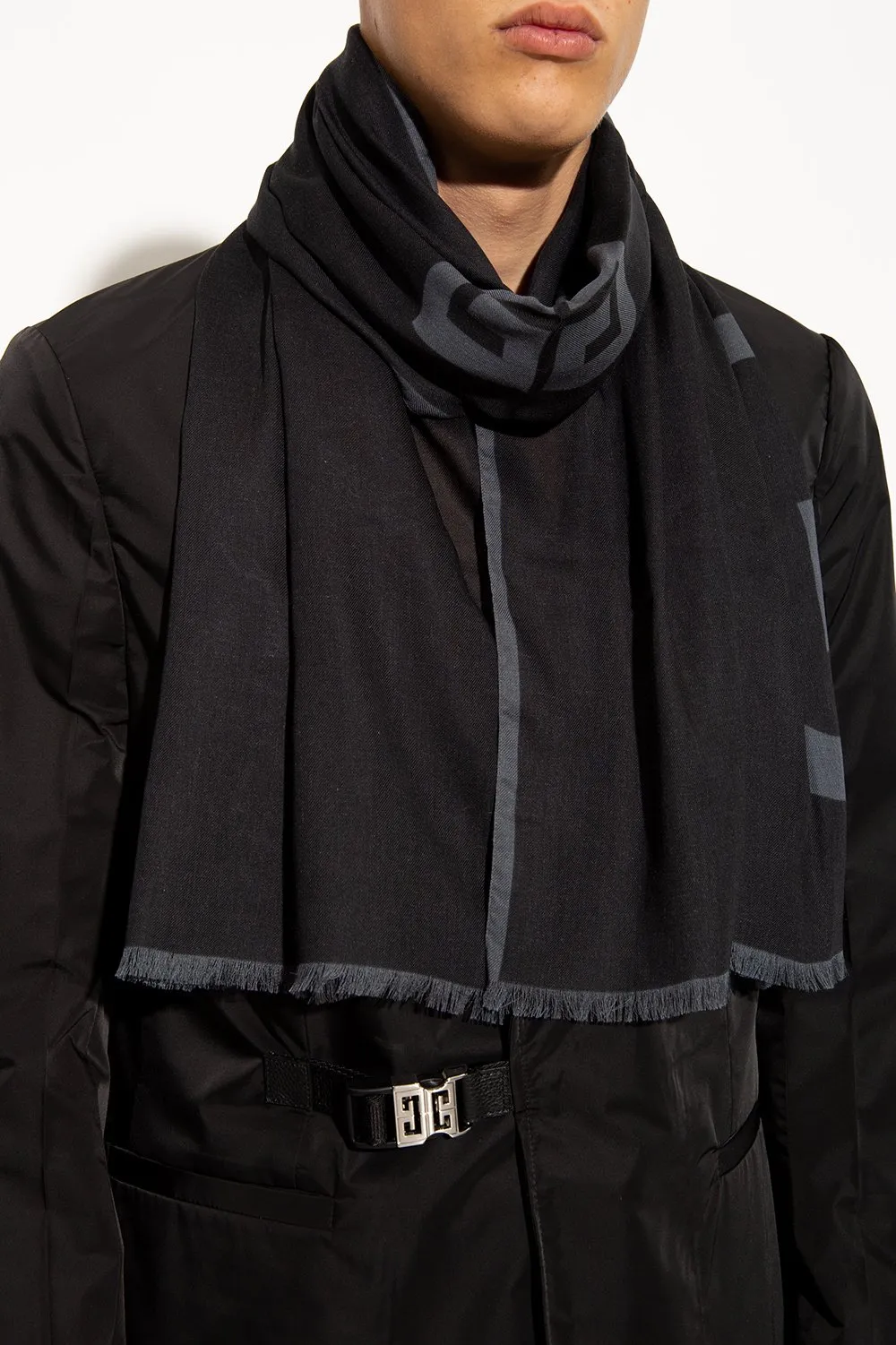 Logo-Print Modal-Cashmere Scarf