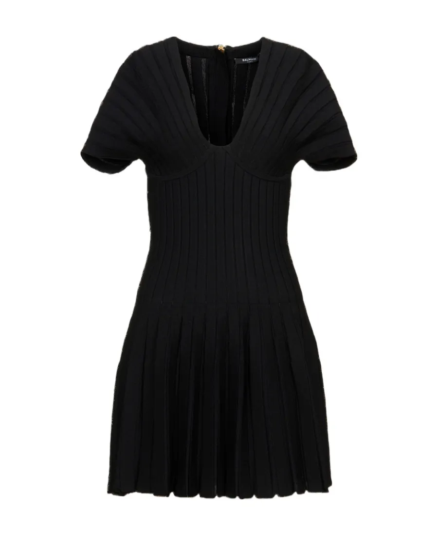 Balmain Pleated Knit Dress