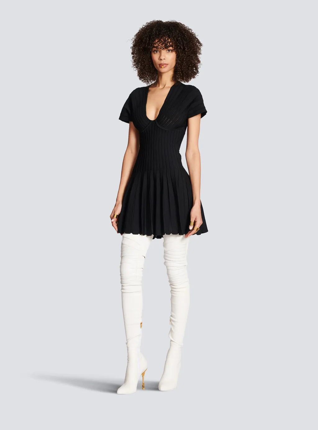 Balmain Pleated Knit Dress