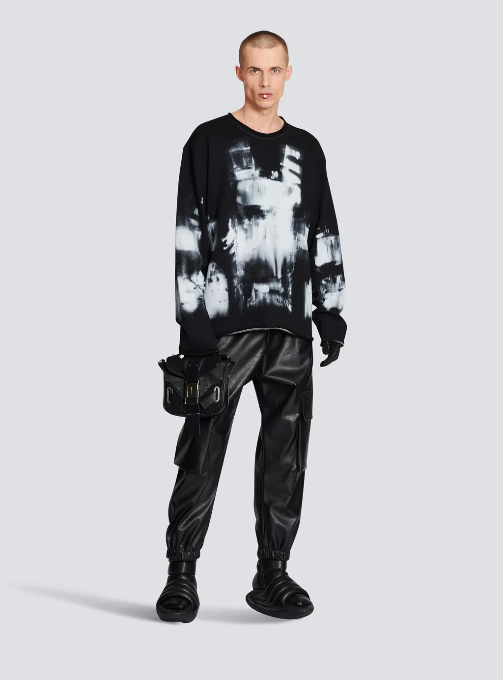 Faux Leather Cargo Trousers