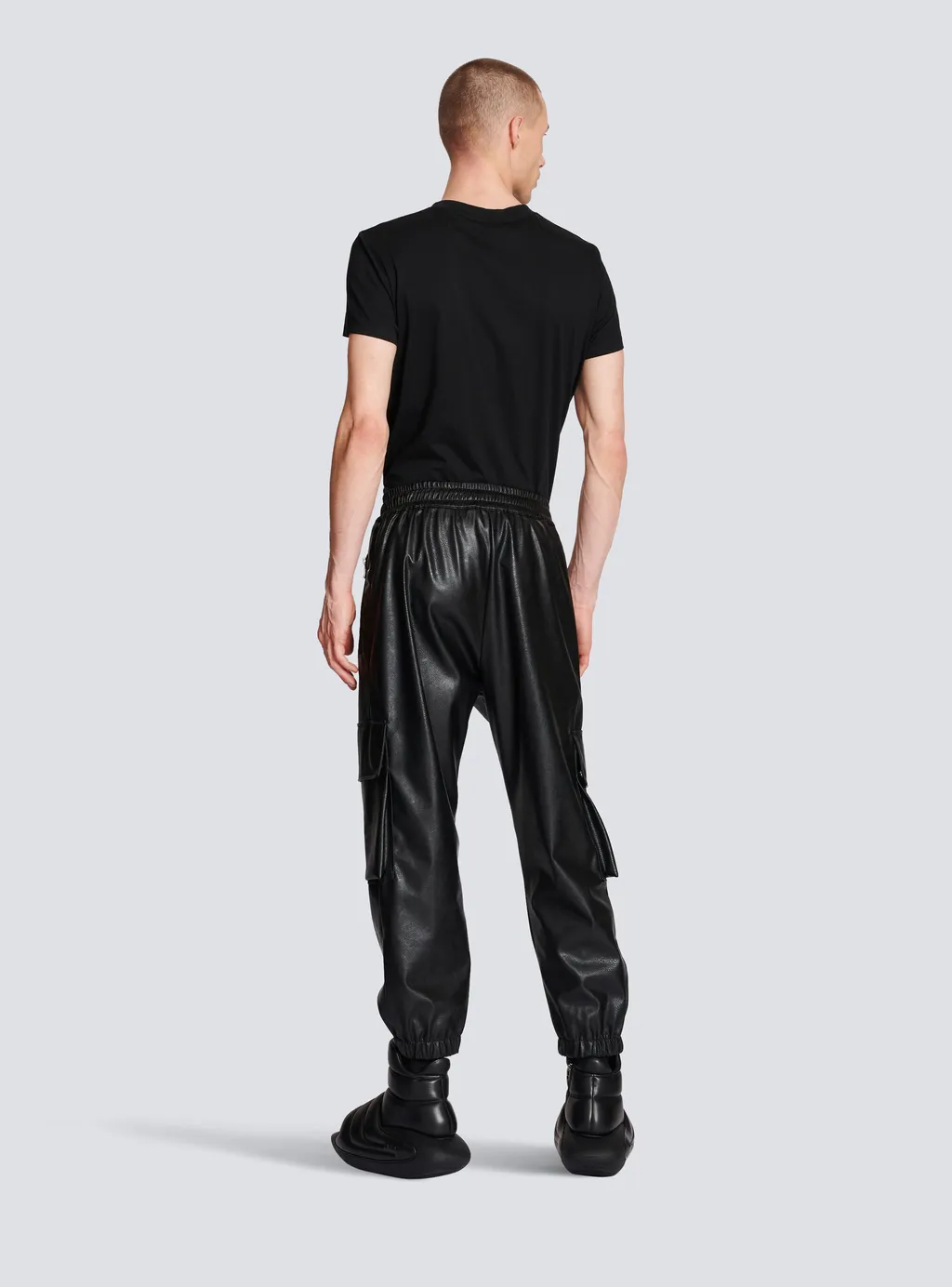 Faux Leather Cargo Trousers
