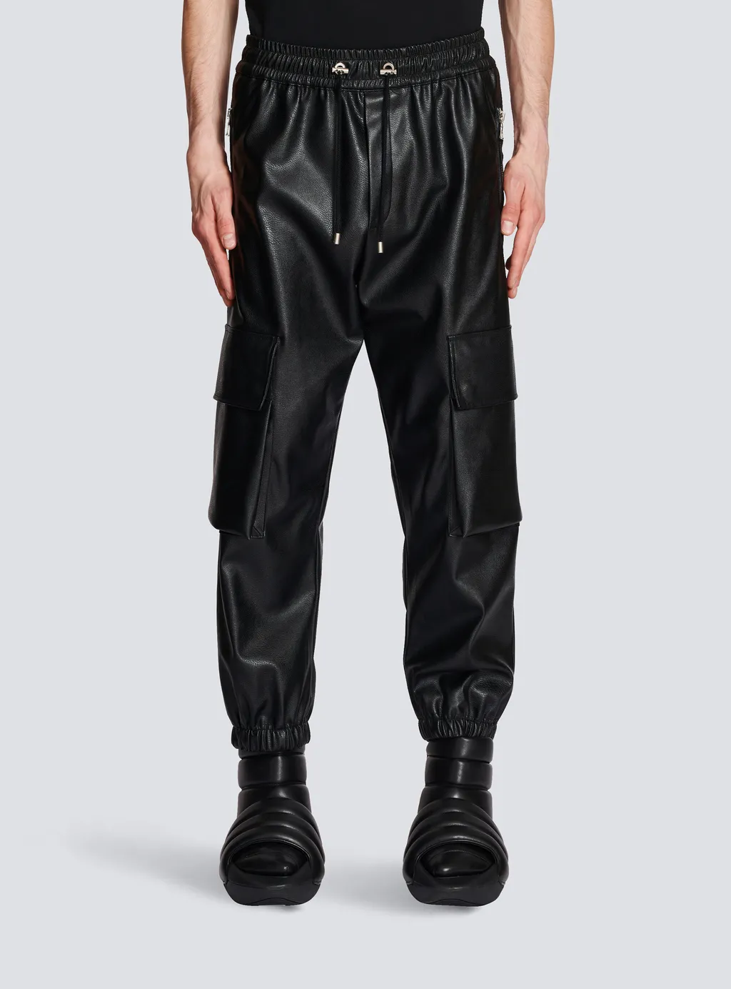 Faux Leather Cargo Trousers