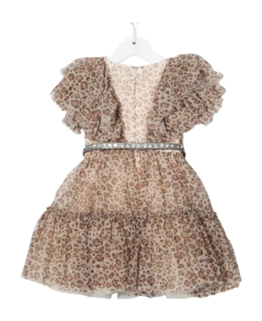 Monnalisa Embellished-Belt Tulle Dress