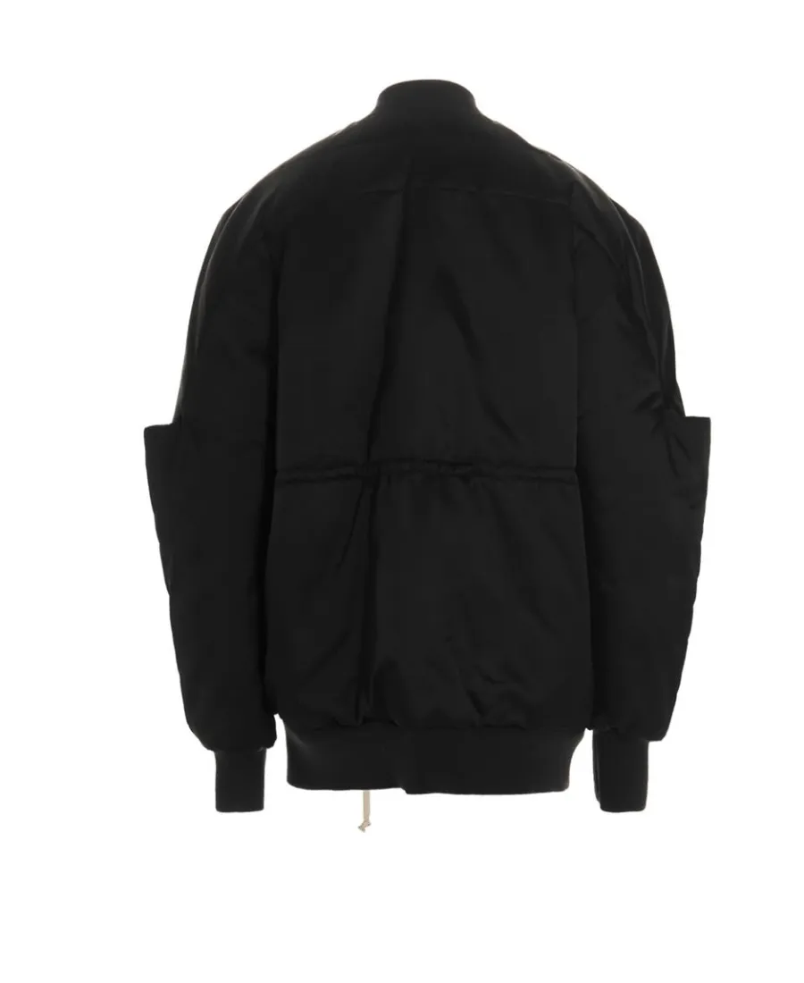 Drawstring Waist Girdered Bomber Jacket