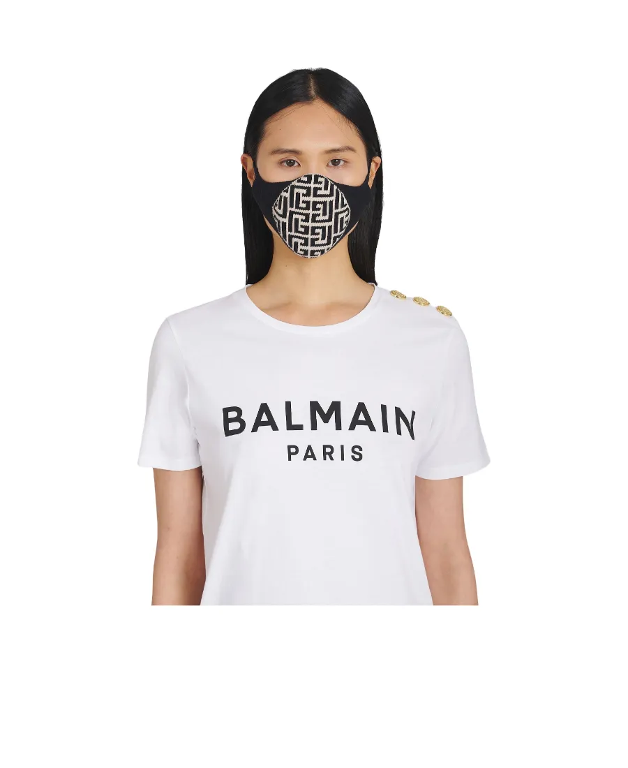 Cotton Mask With Balmain Monogram