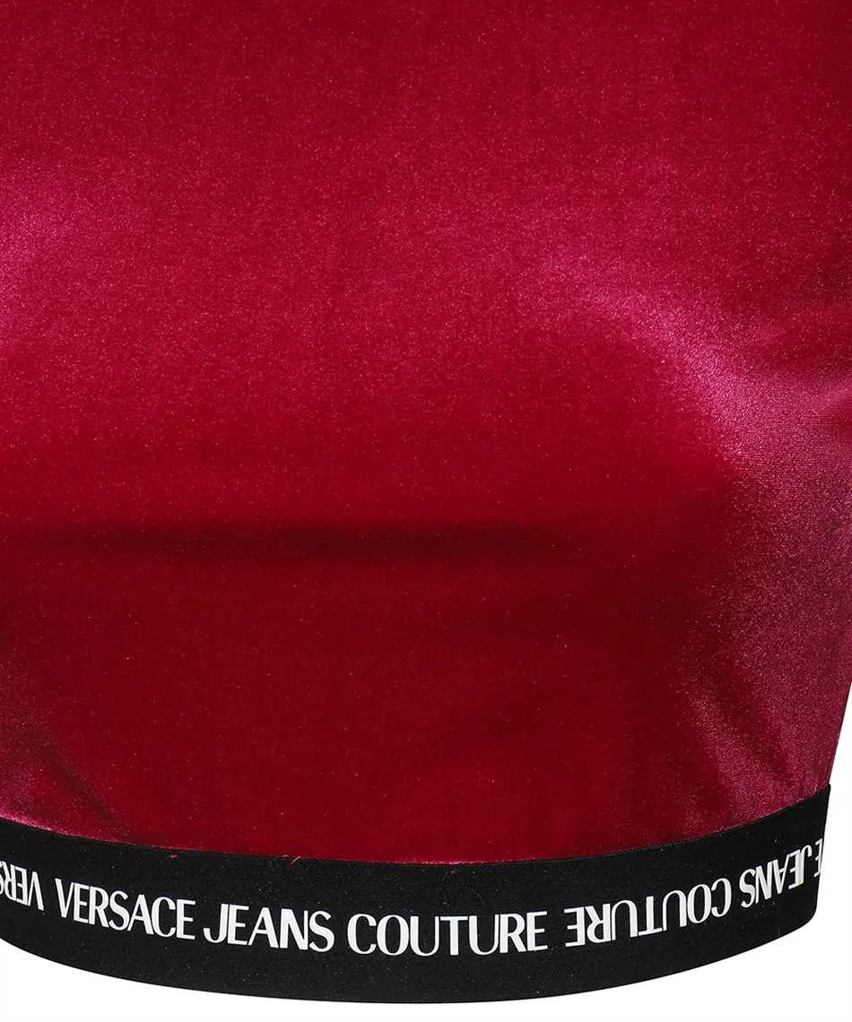 Logo-Waistband Cropped Velvet Top