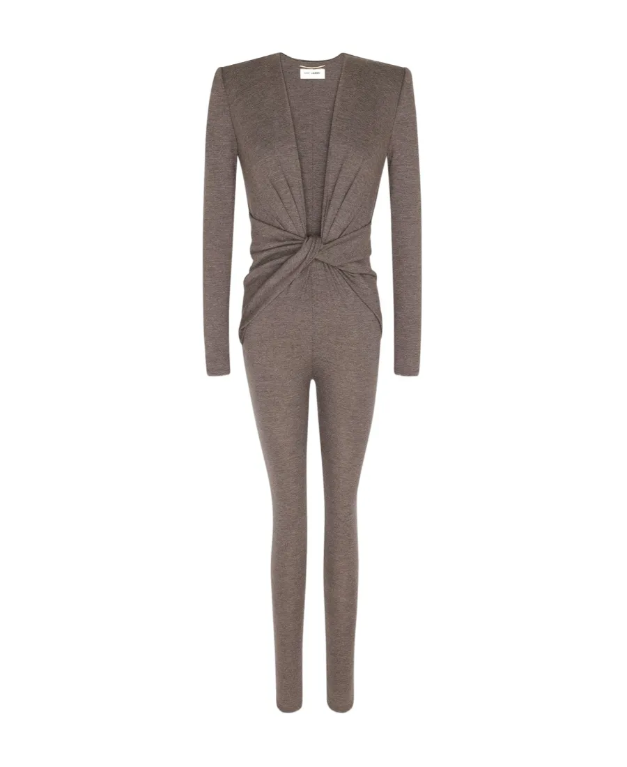 V-Neck Catsuit In Wool Jersey