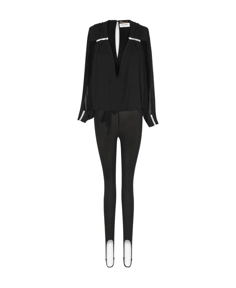 Saint Laurent Embellished Long-Sleeved Jumpsuit