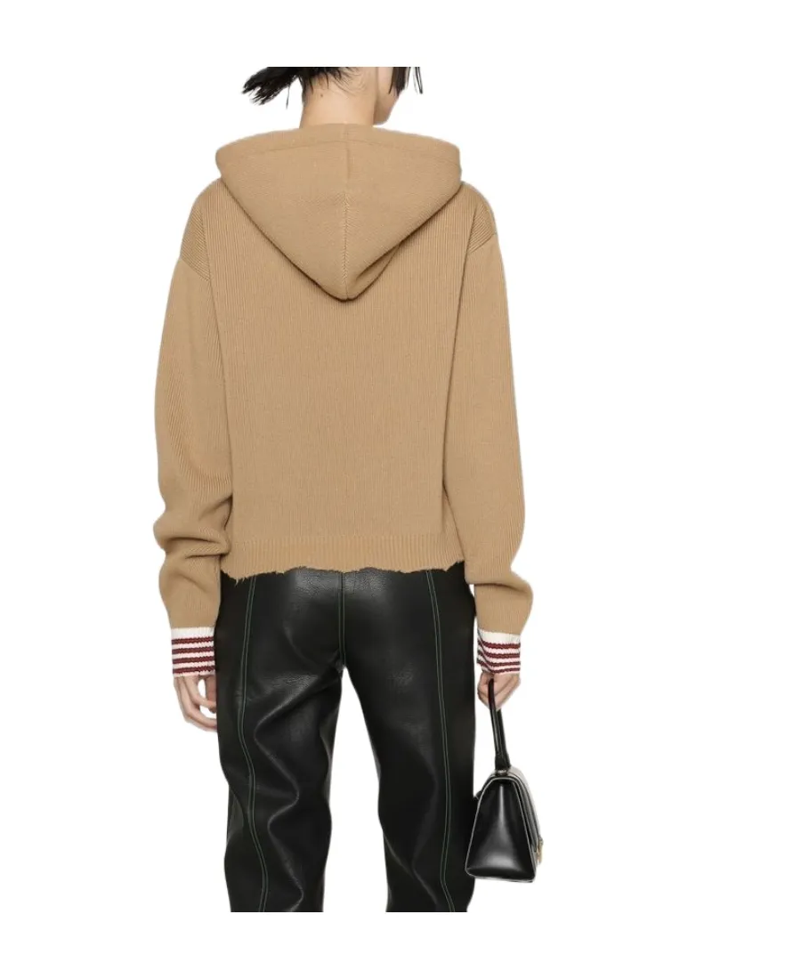 Palm Angels Logo Embroidered Long-Sleeved Knit Hoodie