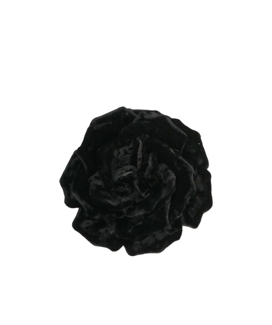 Small Wild Rose Brooch In Crushed Velvet And Metal