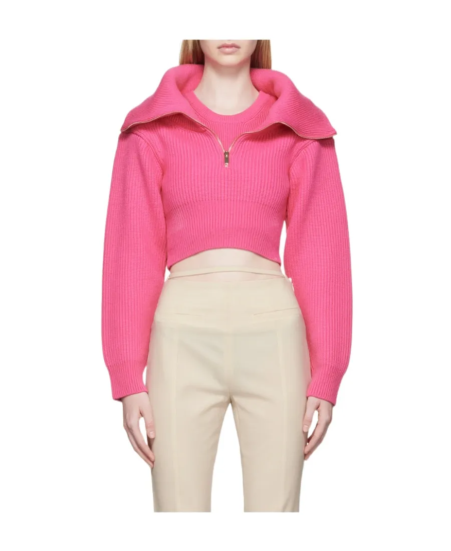 Zip-Up Neck Cropped Jumper