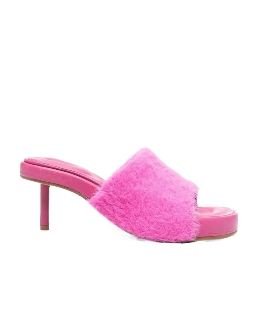 Textured-Finish Open-Toe Mules