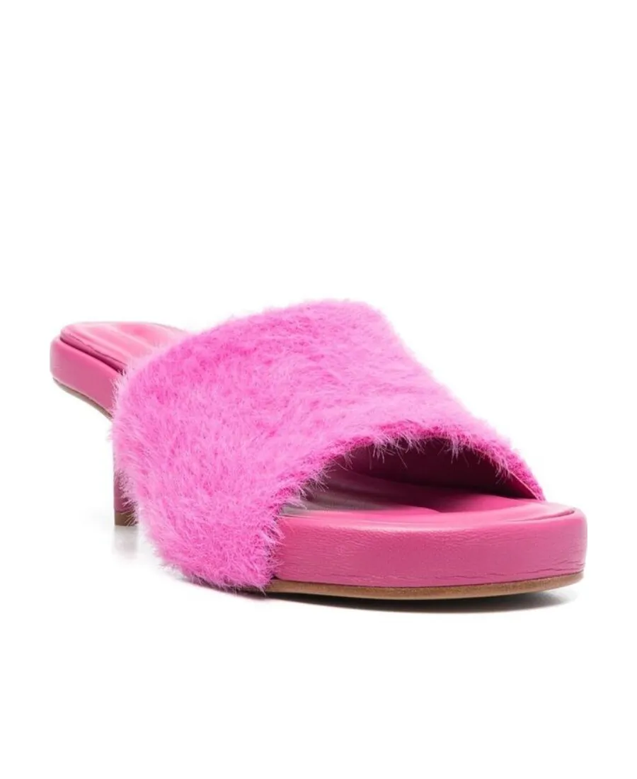 Textured-Finish Open-Toe Mules