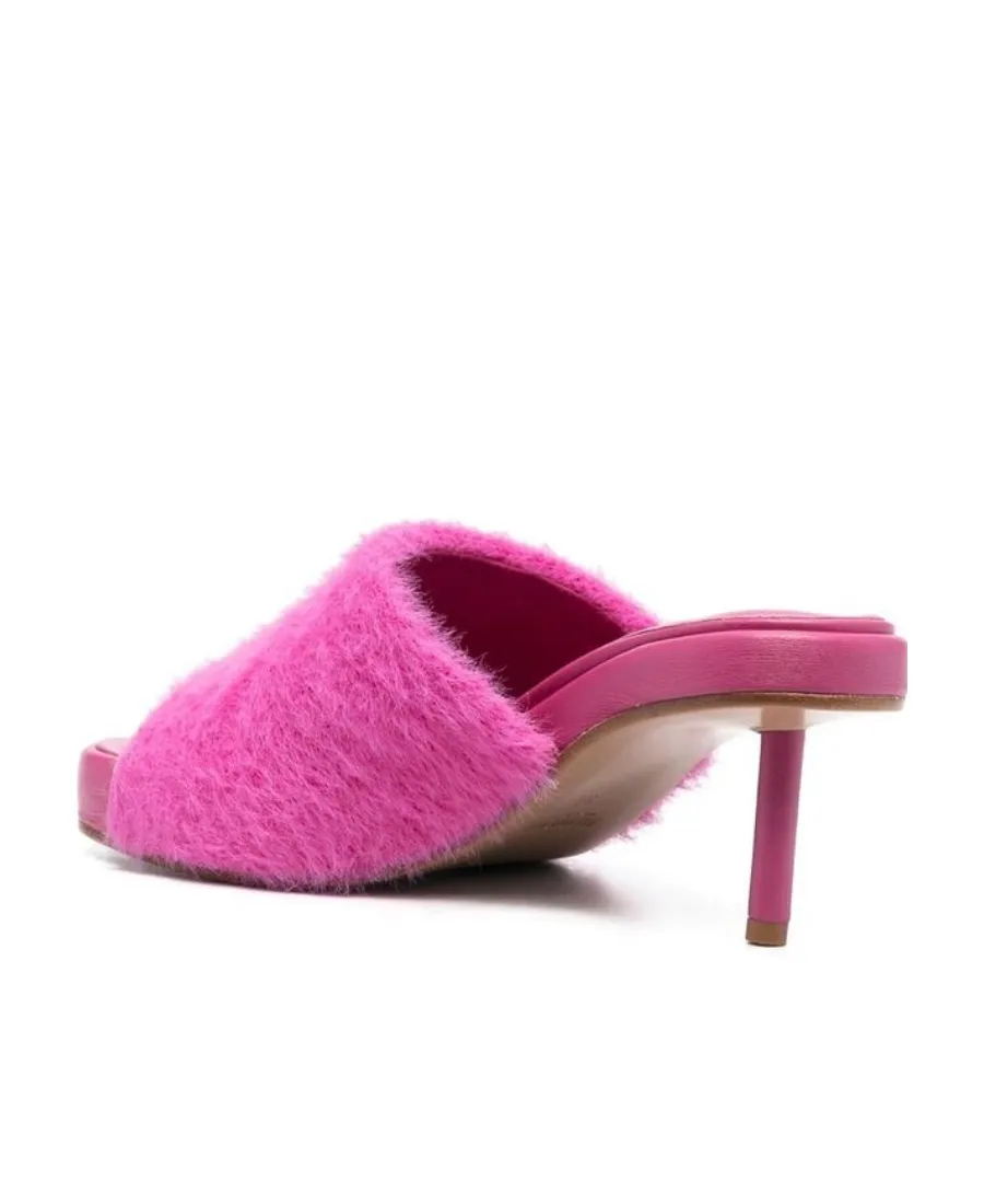 Textured-Finish Open-Toe Mules