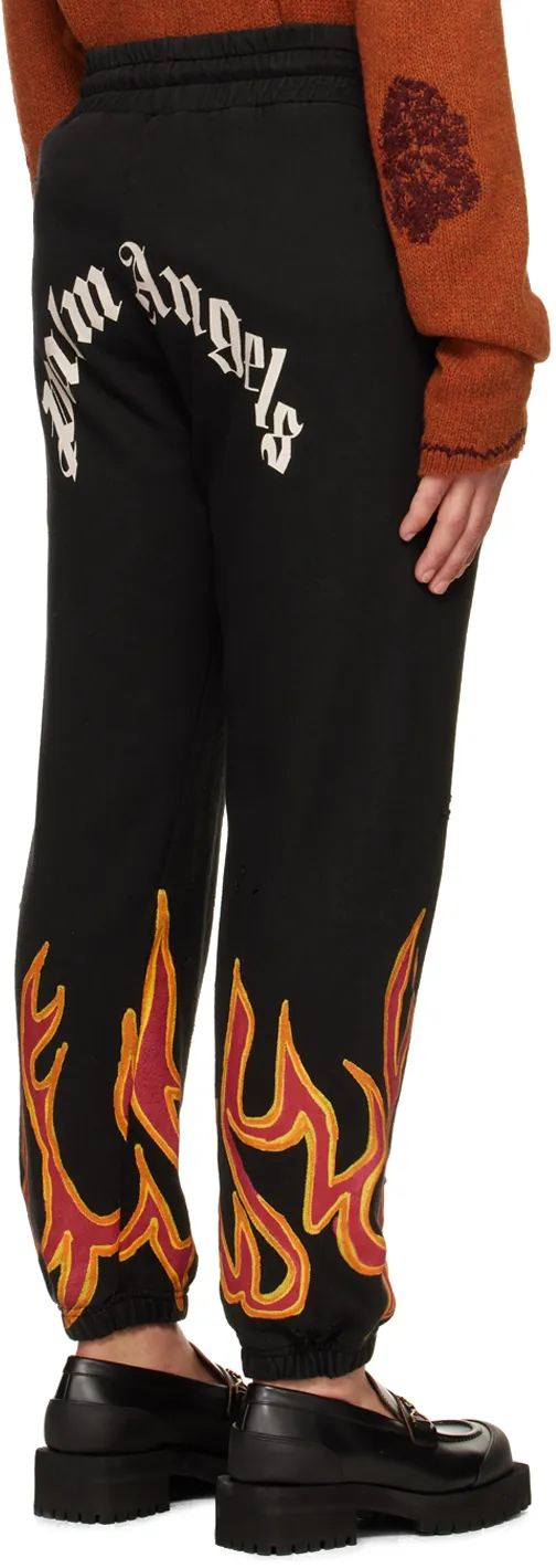 Palm Angels Flame Detailed Drawstring Track Pants