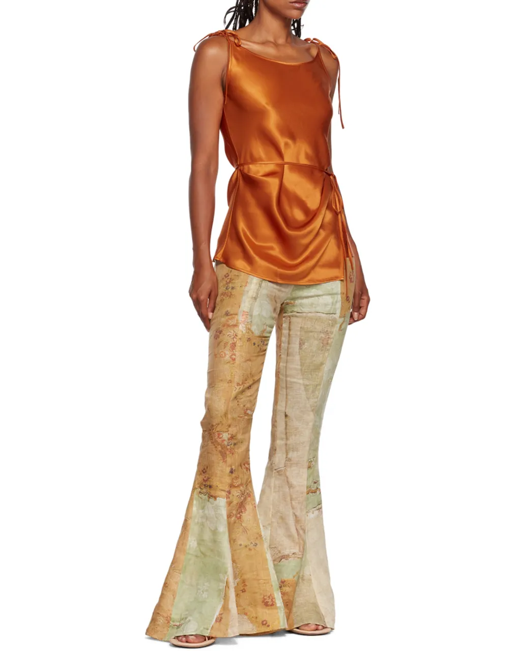 Trompe L'oeil Print Flared Trousers