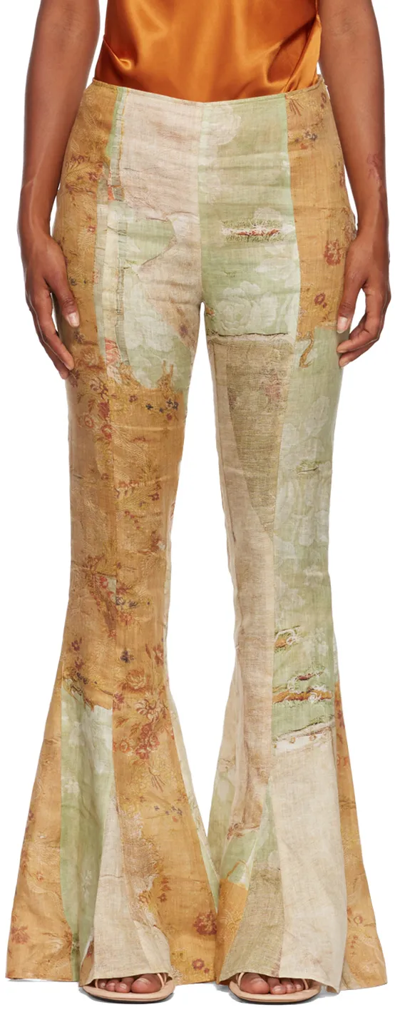 Trompe L'oeil Print Flared Trousers