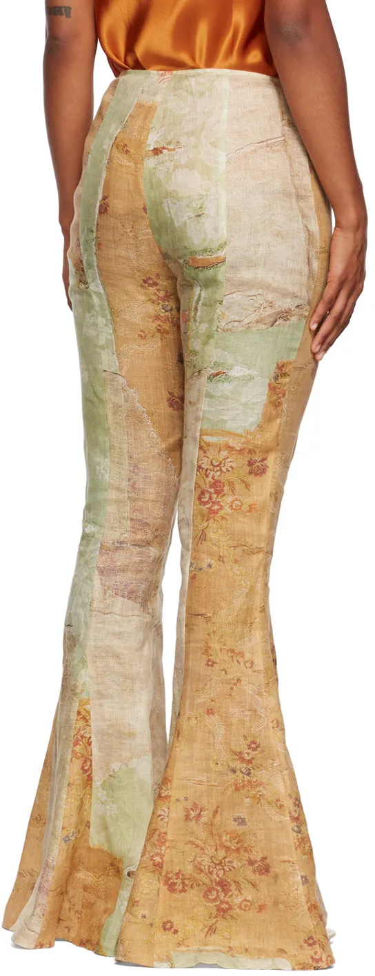 Trompe L'oeil Print Flared Trousers