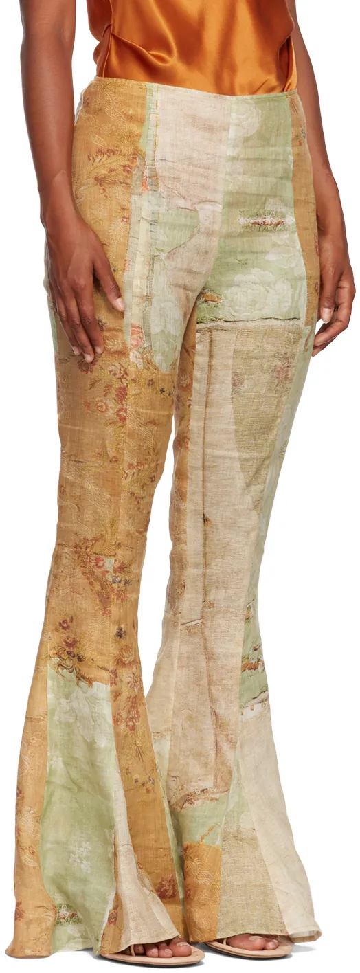 Trompe L'oeil Print Flared Trousers