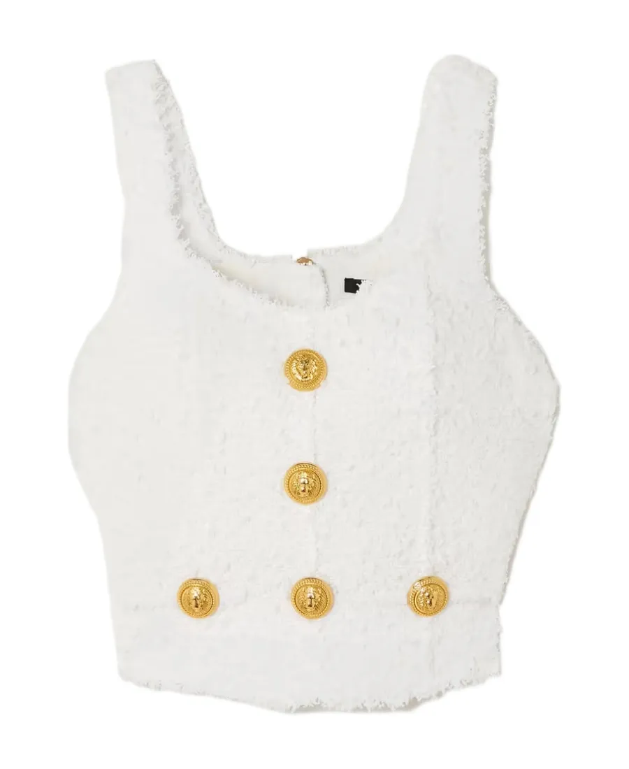 Textured Tweed Sleeveless Top